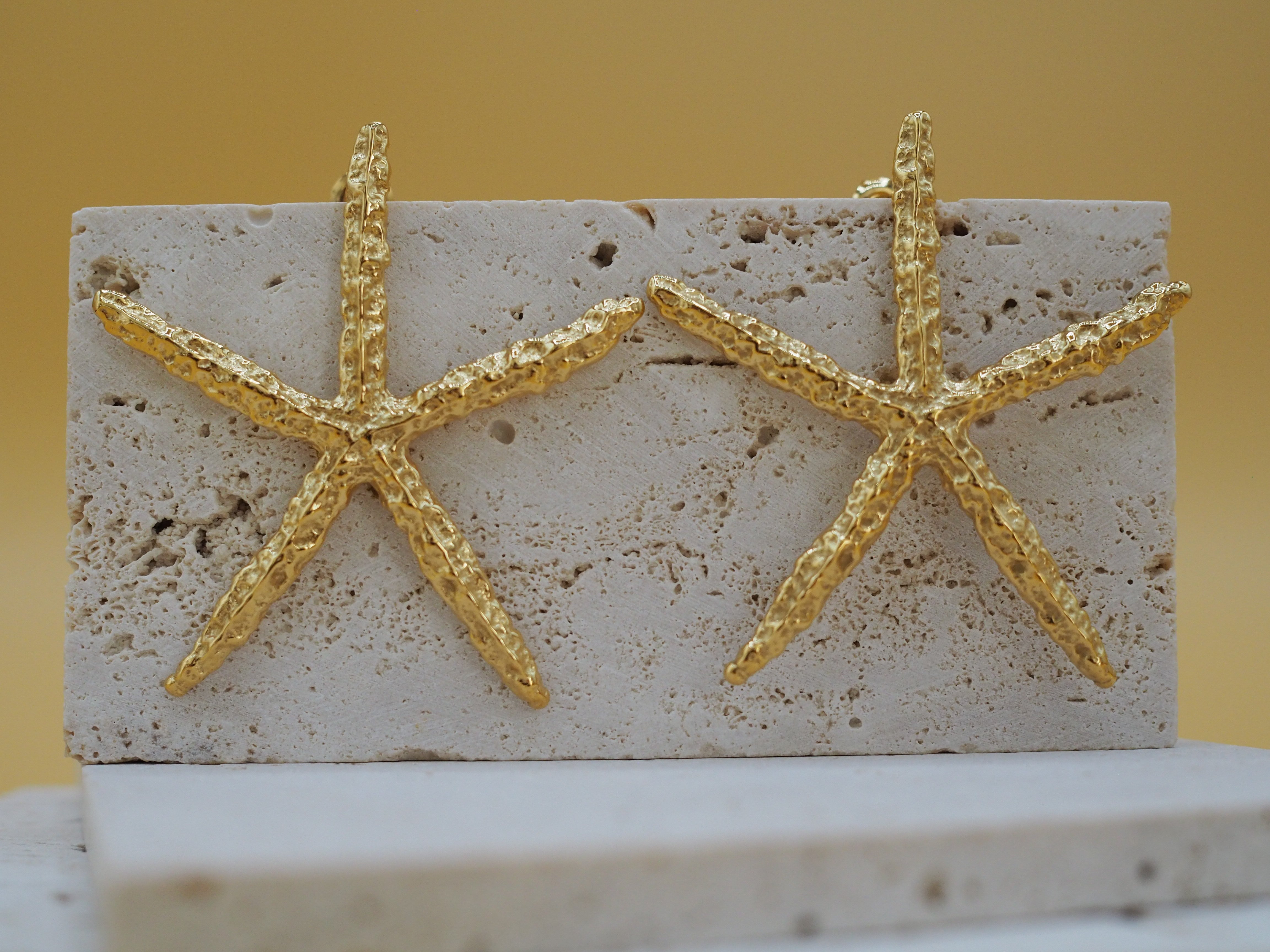 Gouden zeester statement oorbellen 18K PVD verguld – AMBER More Jewels