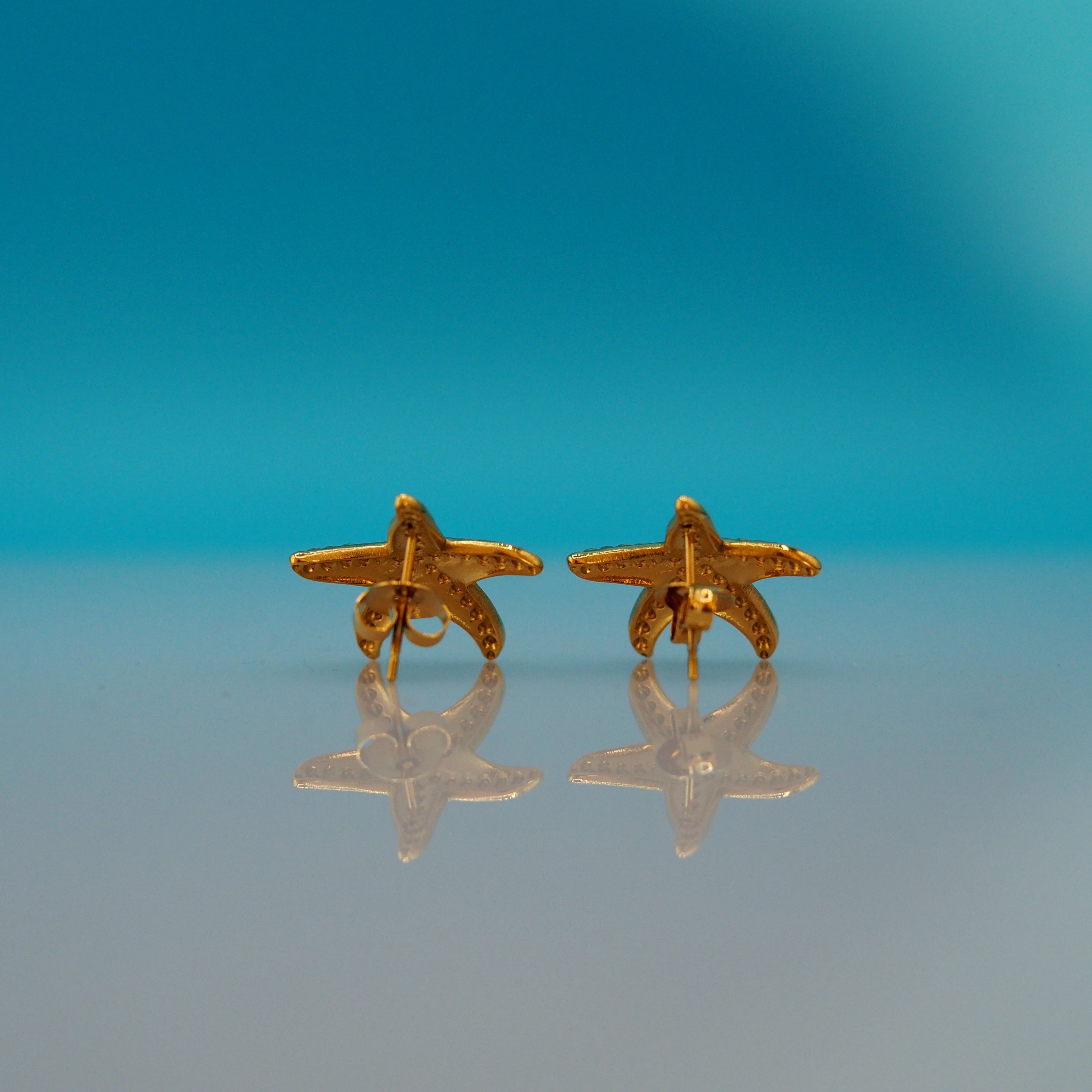 Minimalistische zeester oorknoppen goud dames – AVA 18K verguld