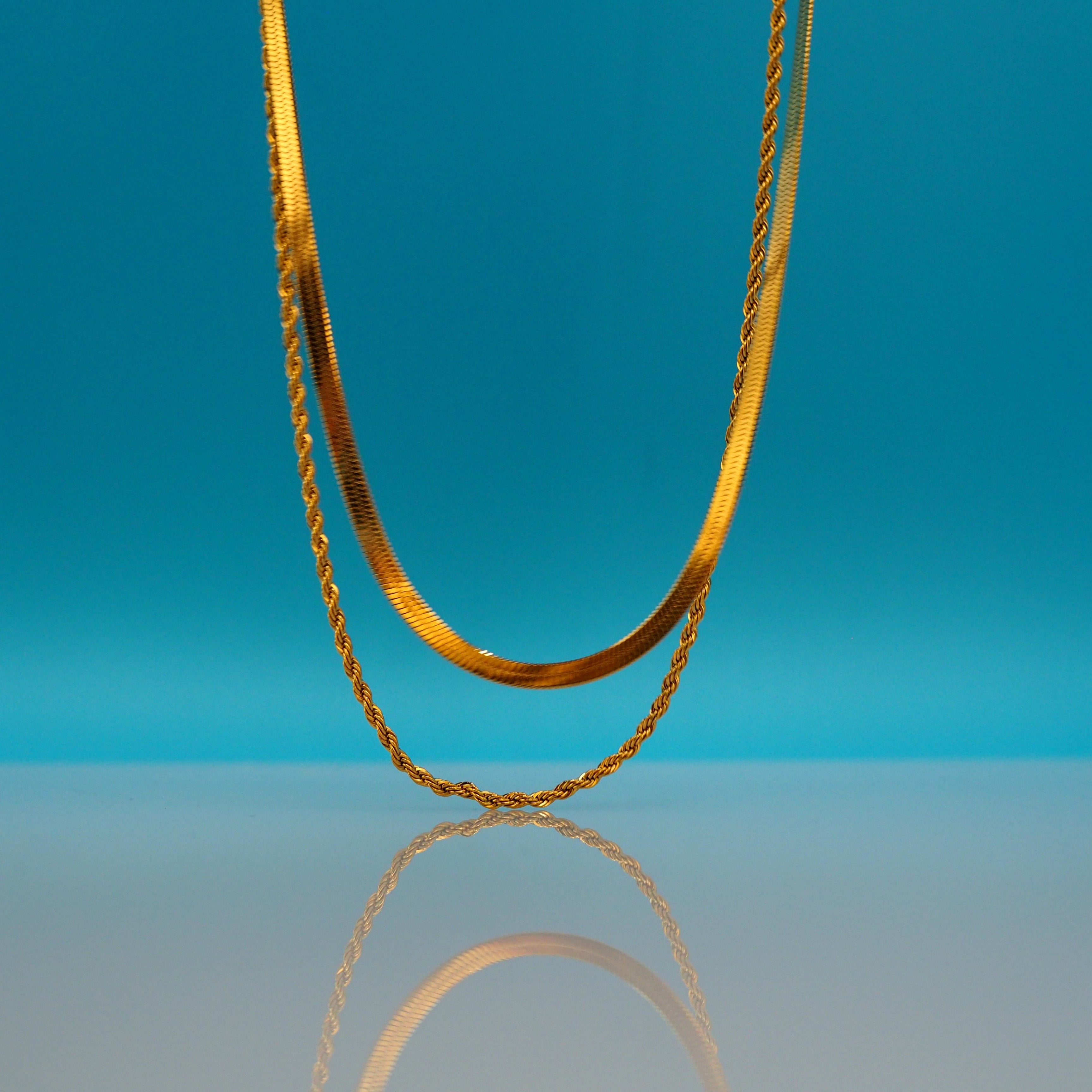 Dubbele gouden ketting dames 18K PVD verguld – BO More Jewels