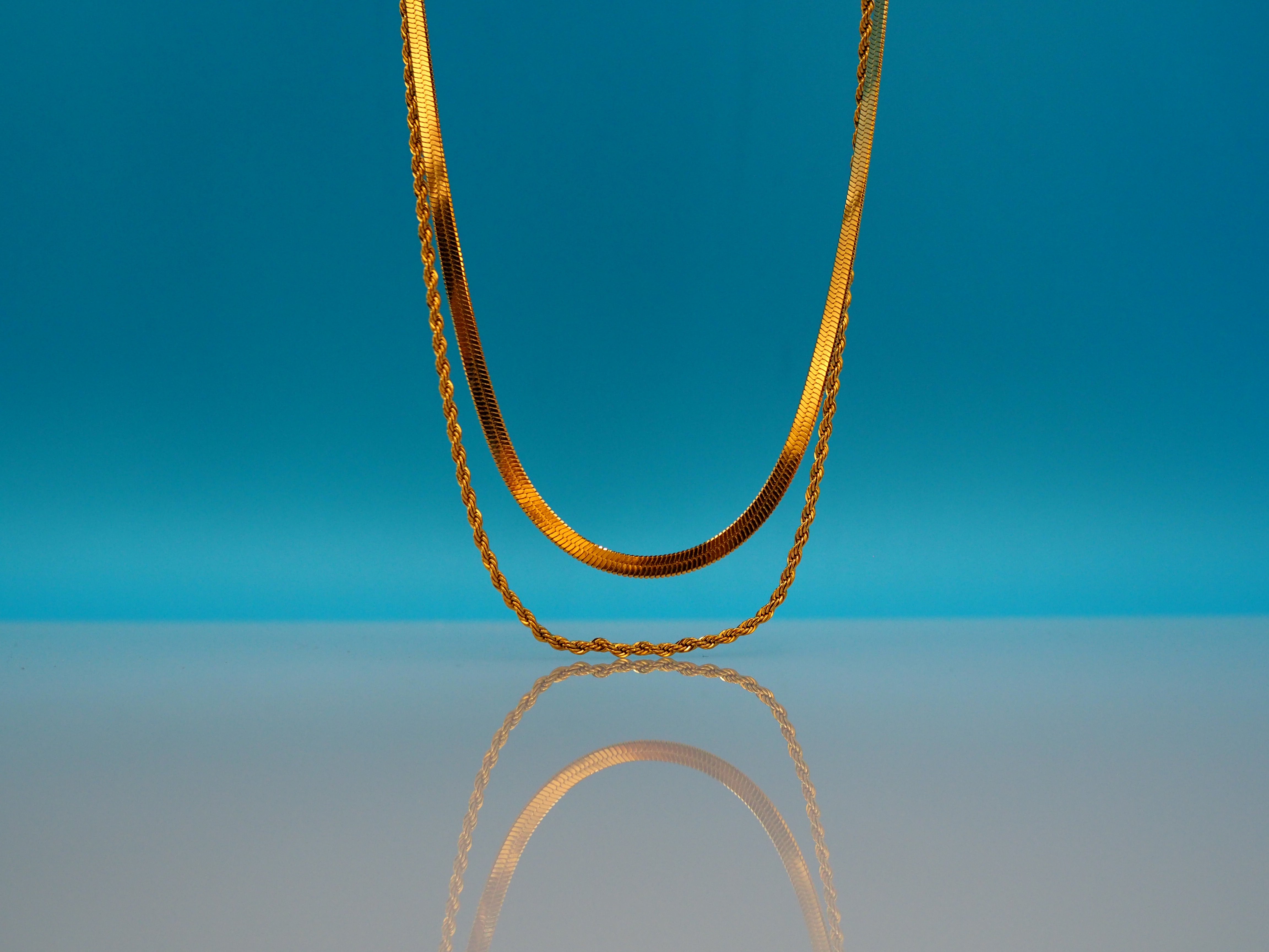 Gelaagde gouden ketting snake en rope chain – BO waterproof