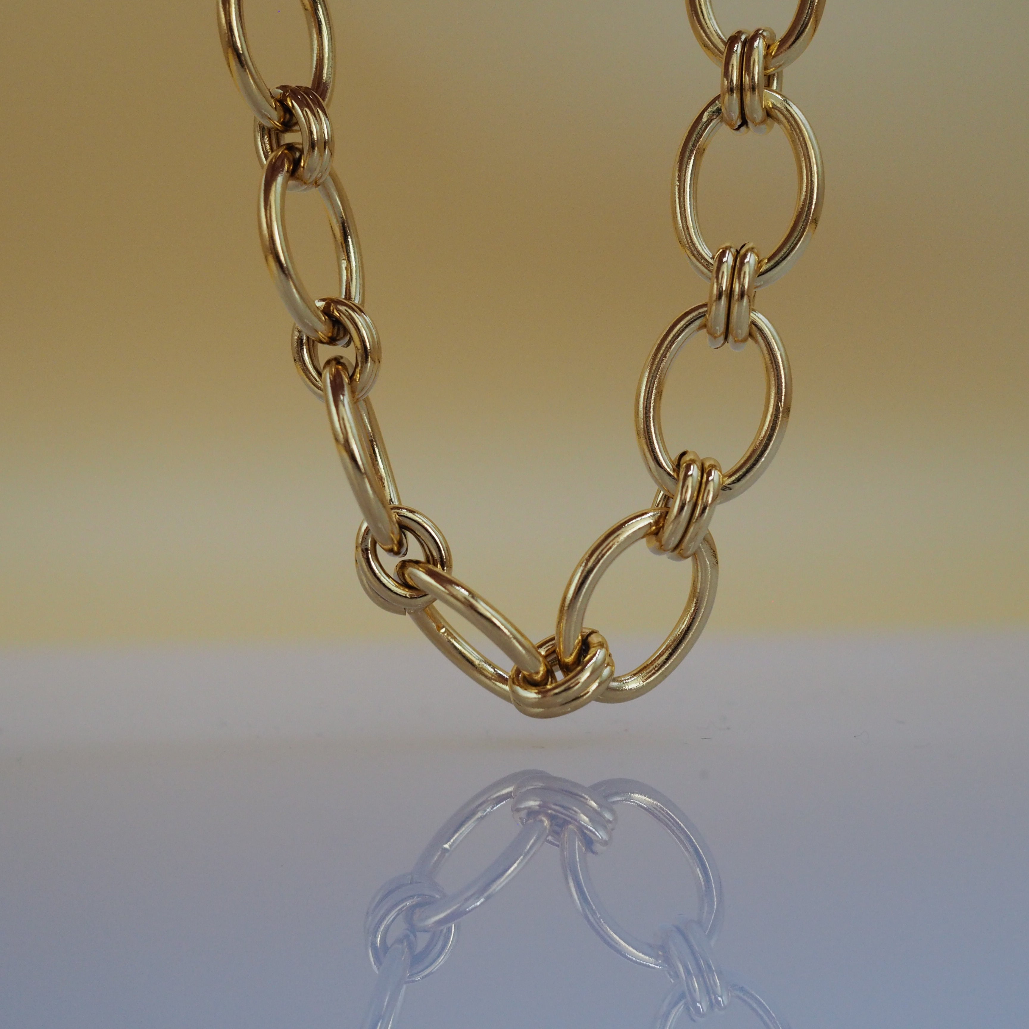 Chunky gouden schakelarmband van 18K PVD verguld roestvrij staal